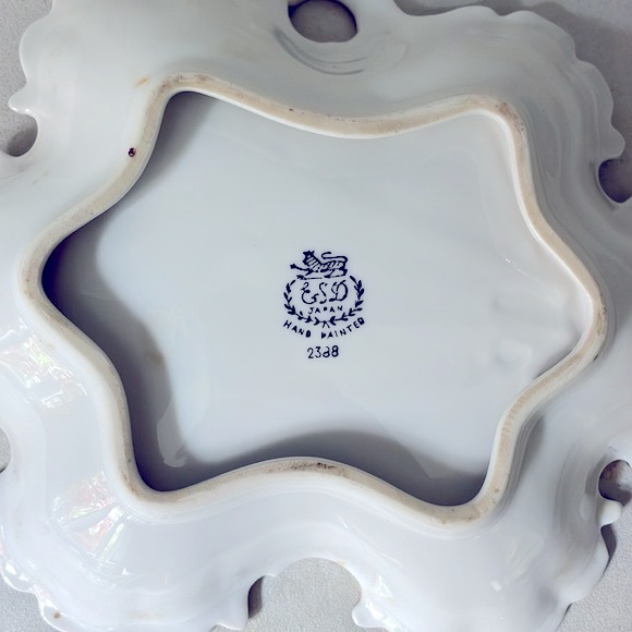 Porcelain Vintage Vanity Trinket Dish Made by ESD Japan Hand Painted Roses EUC - Picture 8 of 11